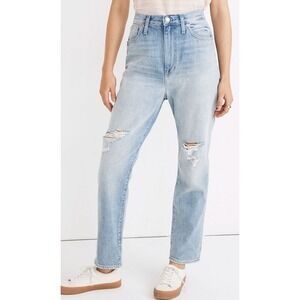 Madewell The Momjean Women's Jeans Size 27‎ Ripped Distressed Light Wash Denim